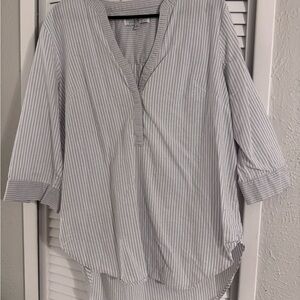 Diane Gilman Light Gray Striped Tunic